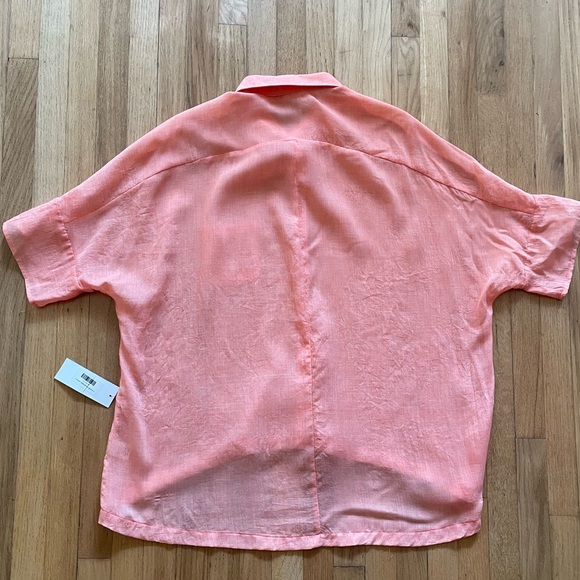 FAVLUX Short Sleeve Button Down High Low Blouse Large - Picture 5 of 5